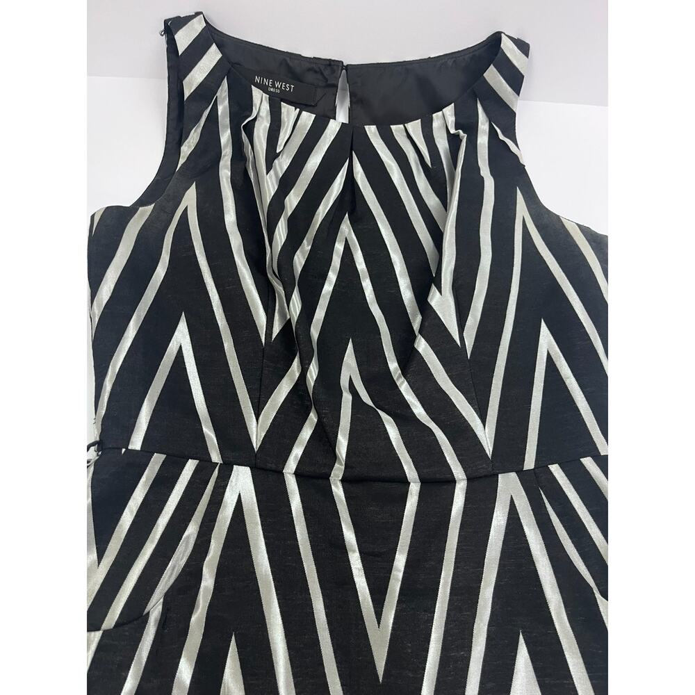 Nine West Women's Pleated Sheath Dress Black and White XS